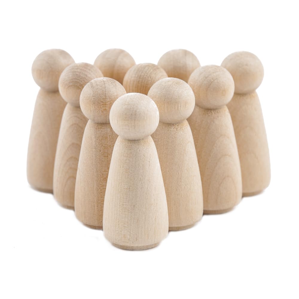 2 inch Girl/Angel | 10 Pack | Unfinished Wood Peg Dolls for Crafting Projects, Miniature Figure Creation, and Small World Play