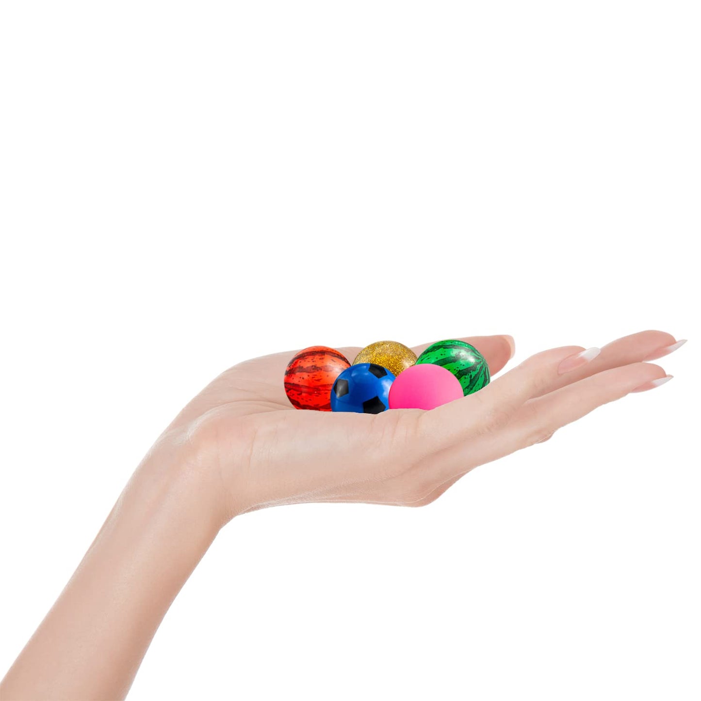 Obtanim 100 Pieces Colorful Bouncy Balls Bulk Mixed Pattern High Bouncing Balls For Kids Party Favors, Prizes, Birthdays Gift (2