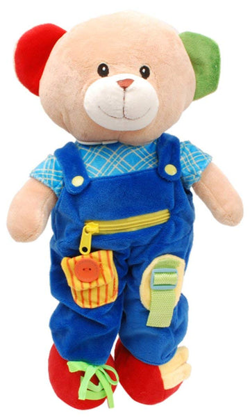 Linzy Plush 16' Educational Plush Teddy Bear, Adorable Plush Bear Comes With Clad,A Removable Outfit Packed With Closures-Perfect For Testing A Little One'S Growing Problem Solving And Motor Skills
