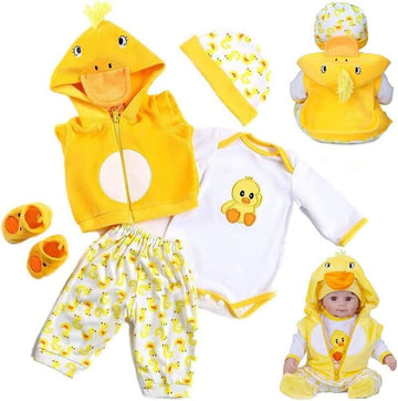 Scnbom Reborn Baby Dolls Girl Clothes For 17-22Inch Outfits Accesories (Yellow Duck 5Pcs Set)