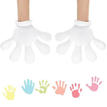 Geyoga 2 Pairs Jumbo Cartoon Hands Large Costume Gloves, Halloween Gloves For Party Birthday Role Playing Costumes(White,2)