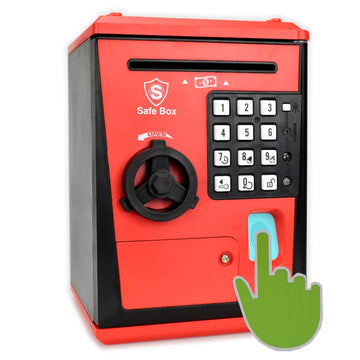 Litpggy Kids Safe Bank With Fingerprint Password Talking Atm Piggy Bank For Real Money Toy Gift For 5-14 Years Old Boys Girls (B