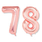 Flyloons 78 number Rose Gold Foil Balloon 16 inch Size Birthday Decoration Items Pack of 2 | 78th Year Balloons | Seventy Eight