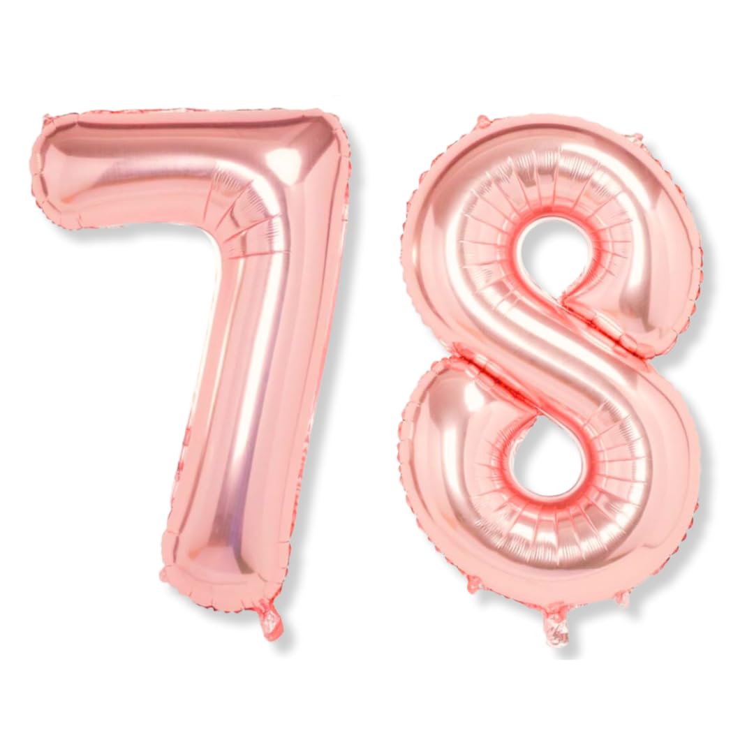 Flyloons 78 number Rose Gold Foil Balloon 16 inch Size Birthday Decoration Items Pack of 2 | 78th Year Balloons | Seventy Eight