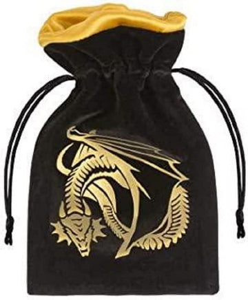 Q-Workshop Dragon Black & Golden Velour Dice Bag