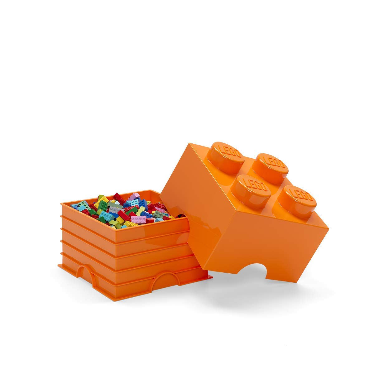 Room Copenhagen LEGO Storage Brick 4 - Bright Orange Plastic Box, Stackable Organizer, 5.6L Capacity, Model 40030660