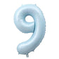 40-Inch Light Blue Number 9 Balloons With Crown, 9Th Birthday Decorations For Boys Girls, Children'S Birthday Party Supplies. (L