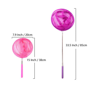 Kiseer 7 Pieces Colorful Telescopic Kids Fishing Net Butterfly Net Catching Insects Bugs Nets Beach Toys For Kids Outdoor Playing