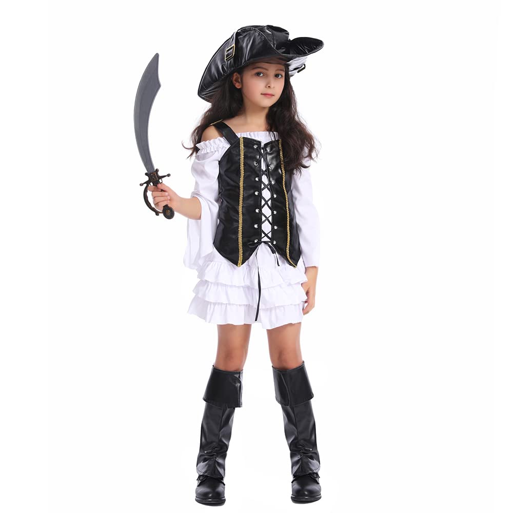 PGOND Cute Pirate Girls Halloween Dress up Costume (M-7-9Y)
