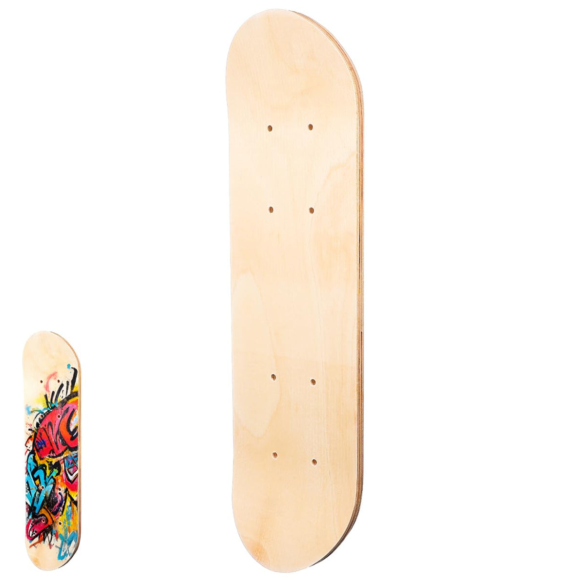 Toyvian Beginner Kid Skateboard HandPainted Skateboard Painting Skateboard Unfinished Skateboard Decks Skateboard for DIY 7 Ply