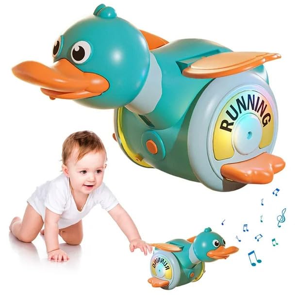 Musical Crawling Duck Baby Toy With Lights & Sound  Interactive Moving Duck Toy For Toddlers, Early Learning & Sensory Developm