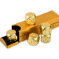DS.DISTINCTIVE STYLE Aluminum Alloy Dice 5 Pieces 16mm Portable Metal Dices with Case 6 Sided Dice for Party Game (Gold Rectangl