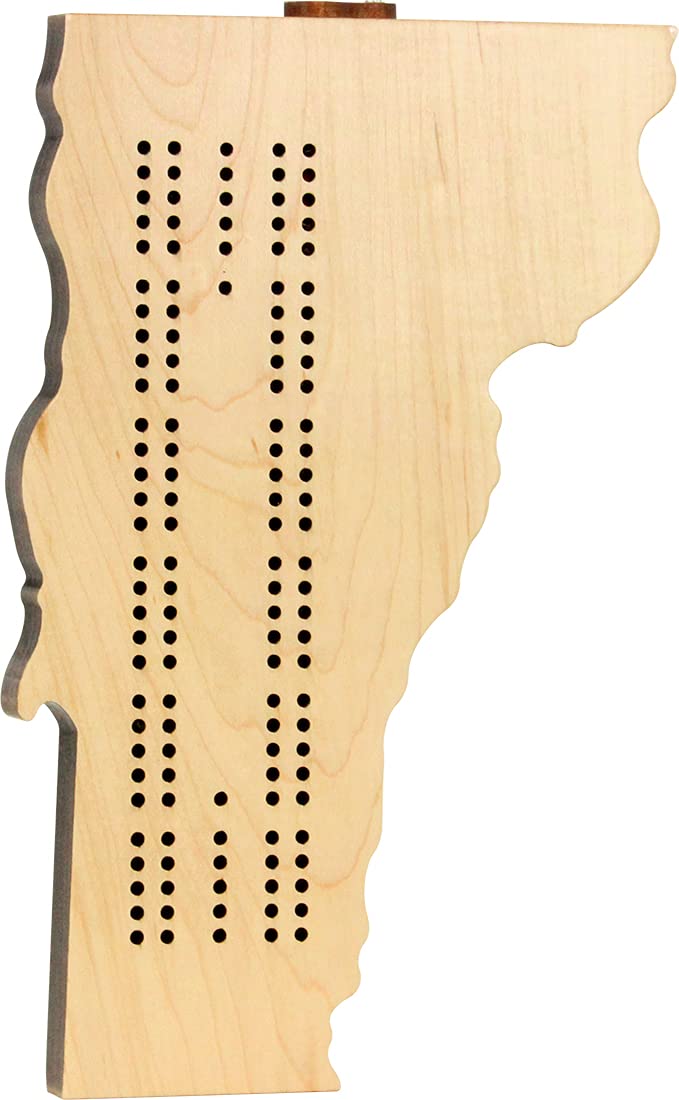 Vermont Shaped Cribbage Board - Made In Usa