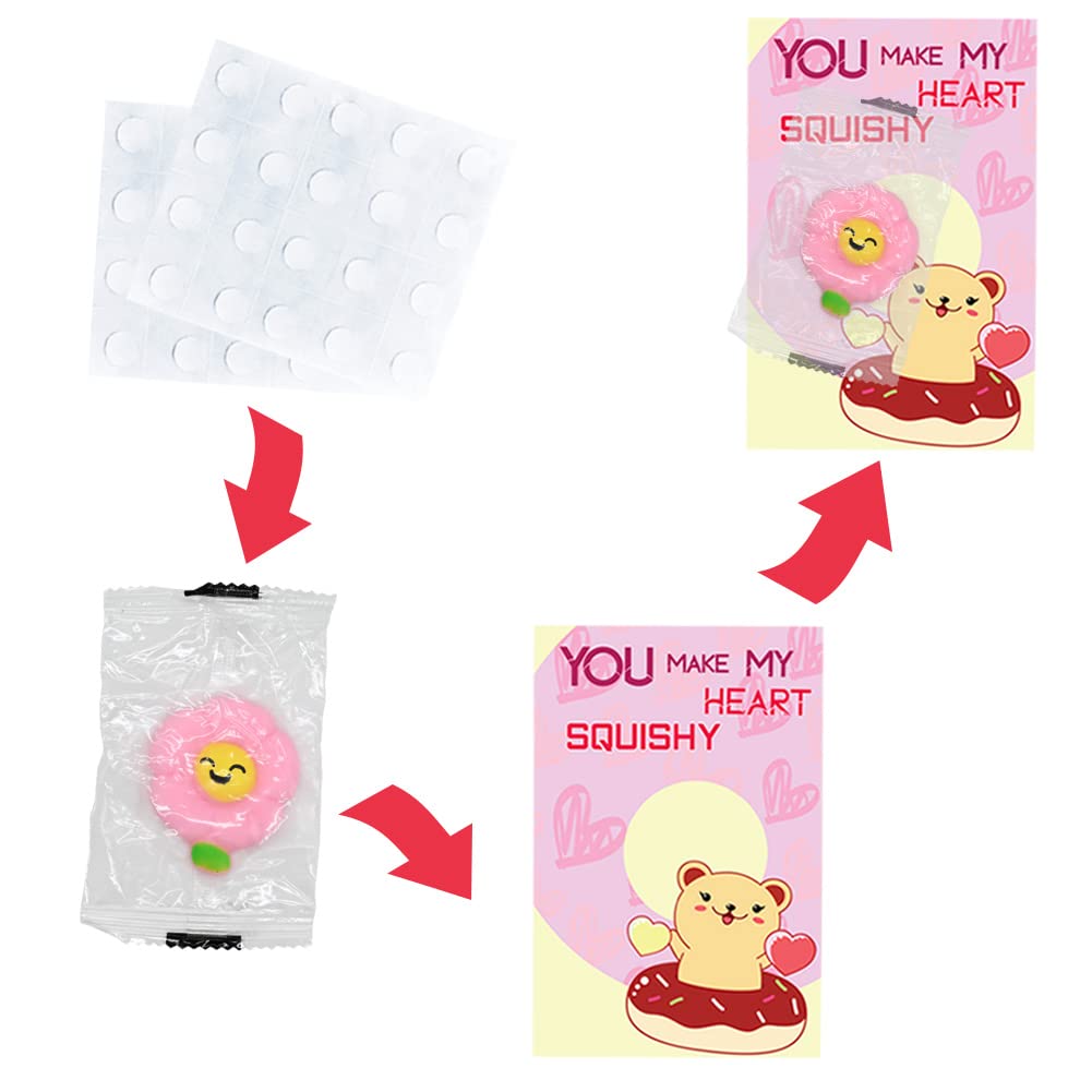Dinesil 28 Packs Valentine'S Kawaii Mochi Squishy Toys With Cards, Mini Squishy Animal Squishies Stress Relief Toy For Kids Vale