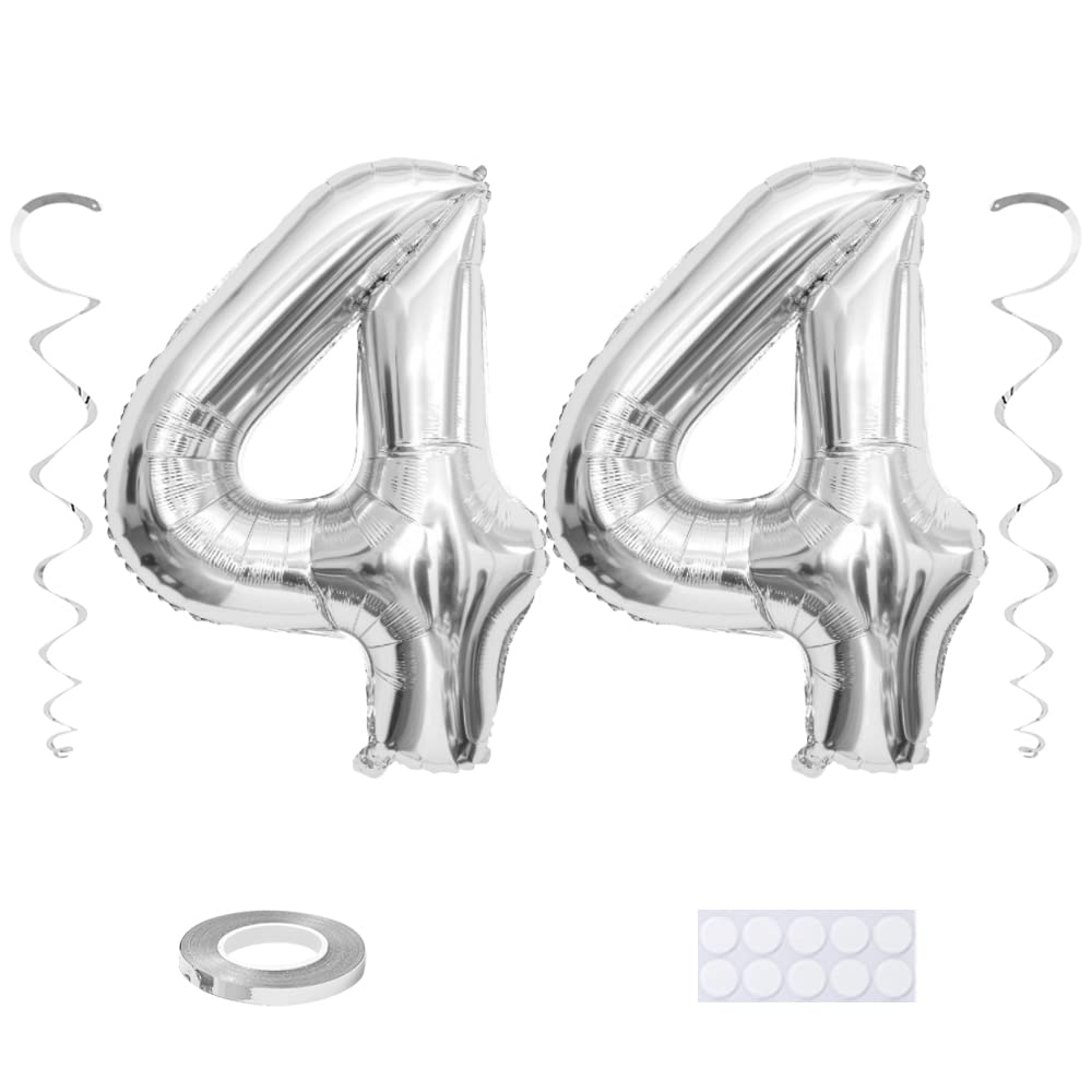 Maigendoo Jumbo 44 Number Balloon 40 Inch Large Digit Balloons Huge Helium Balloon Foil Mylar Balloon With Swirl Decorations For