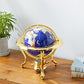 Unique Art 10-Inch Tall Table Top Blue Crystallite Ocean Gemstone World Globe With Gold Tripod Stand
