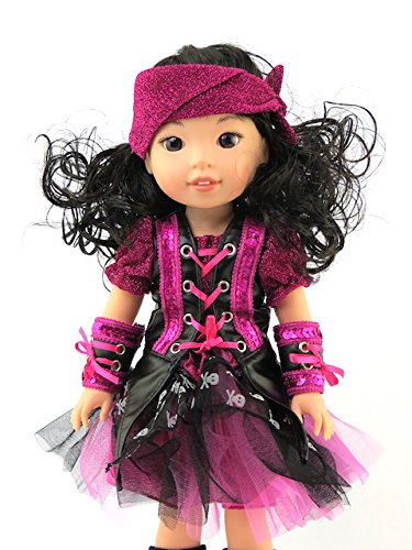 American Fashion World Metallic Pirate Halloween Costume for 14-Inch Dolls | enhanced Quality & Trendy Design | Dolls Clothes | Outfit Fashions for Dolls for Popular Brands