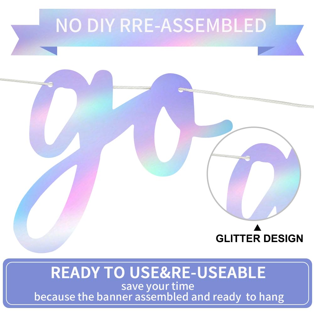 Beishida Iridescent Go Shawty It'S Your Birthday Banner - No Diy - Hip Hop Theme Glitter Happy Birthday Banner - Pre-Strung - Bl
