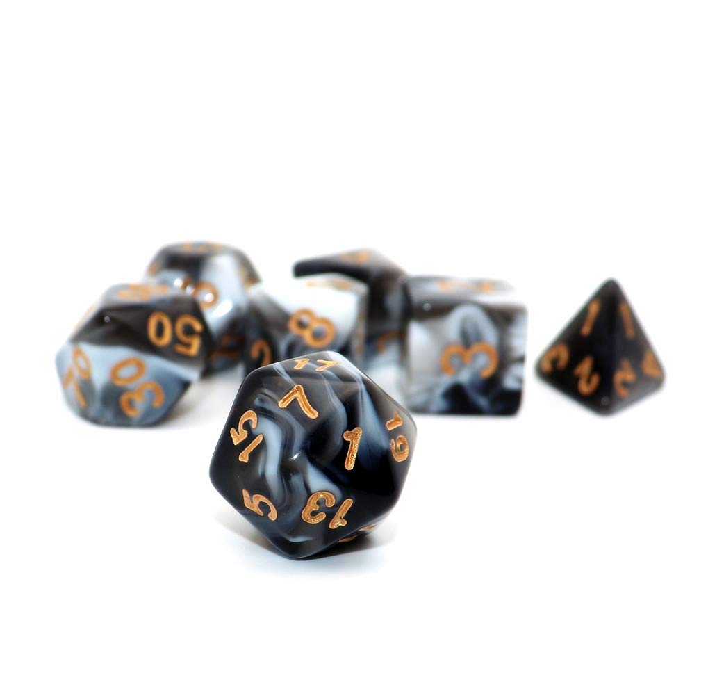 CREEBUY DND Dice Black White Polyhedral Dice Set for Dungeon and Dragons MTG RPG D&D D20 D12 D10 D8 D6 D4