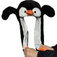 JOYHY Kids Adults Plush Hat Ear Moving Ear Flap Hat With Paw Penguin