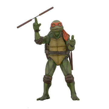 Neca Teenage Mutant Ninja Turtles 1990 Movie 16.5-Inch Michelangelo Action Figure With Two Nun Chucks, Slice Of Pizza, Bag Of Pork Rinds, And Alternate Interchangeable Hands