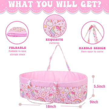Ecorelf 8 Pcs Baby Doll Clothes With Bassinet For 16-18 Inch Baby Doll Reborn, Baby Doll Accessories Clothes Outfit Including Do