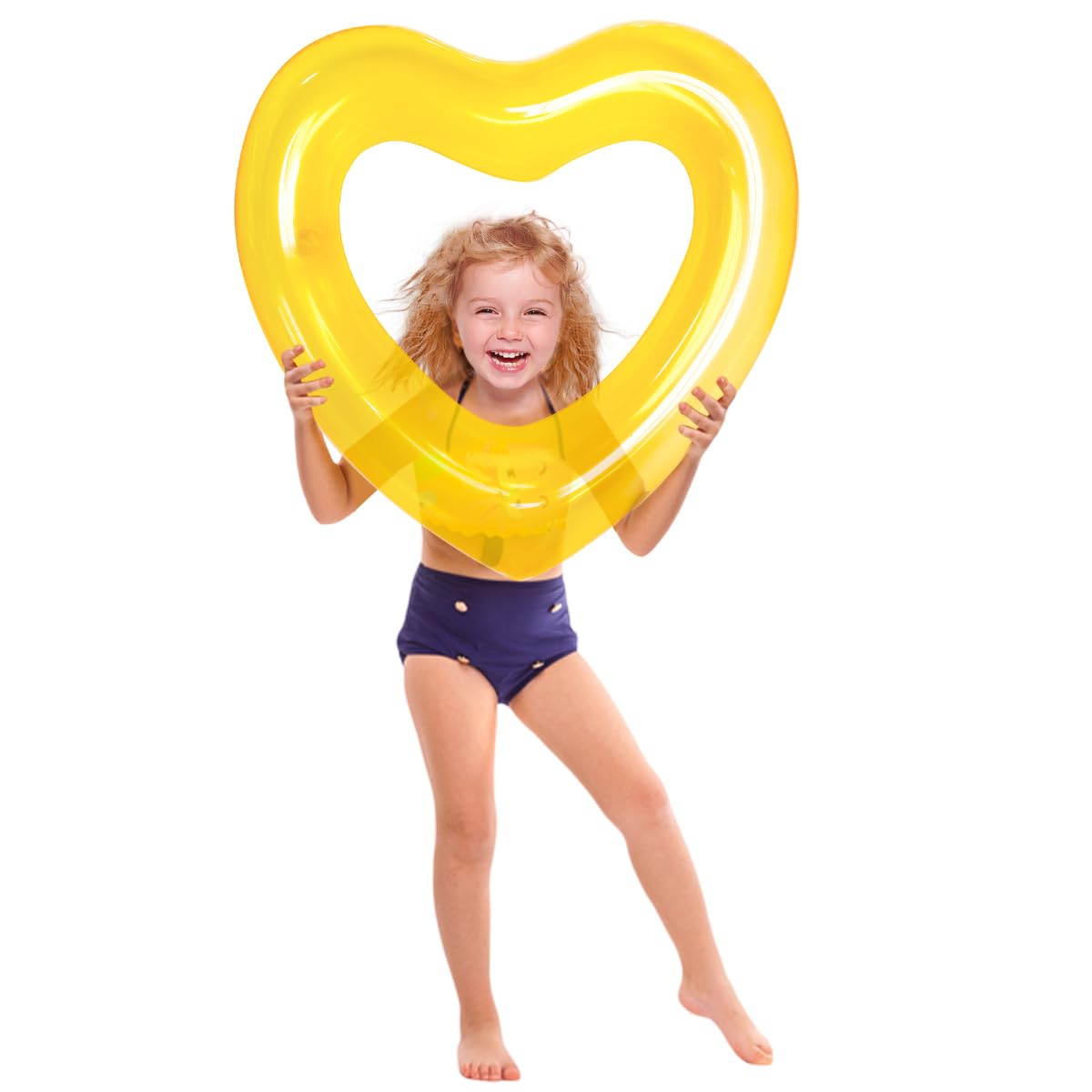 Kid Heart Pool Float for Kids Kid Pool Floats  Water Fun Beach Party Toys for Kids Birthday Scene Layout Props. (18 in Transparent Yellow)