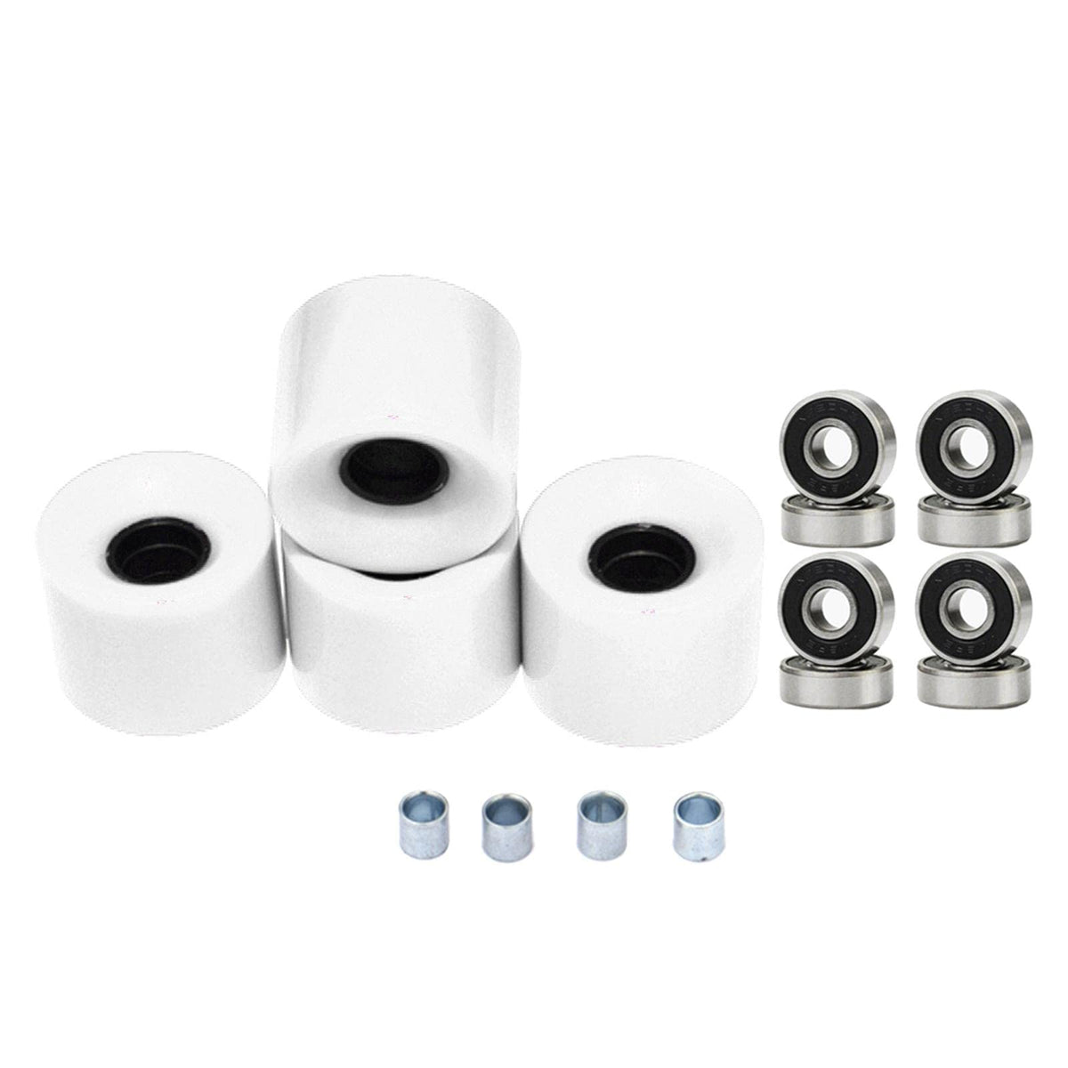 UJEAVETTE Skateboard Wheels with Bearings 60Mm Wheels Set of 4 White Black Cover