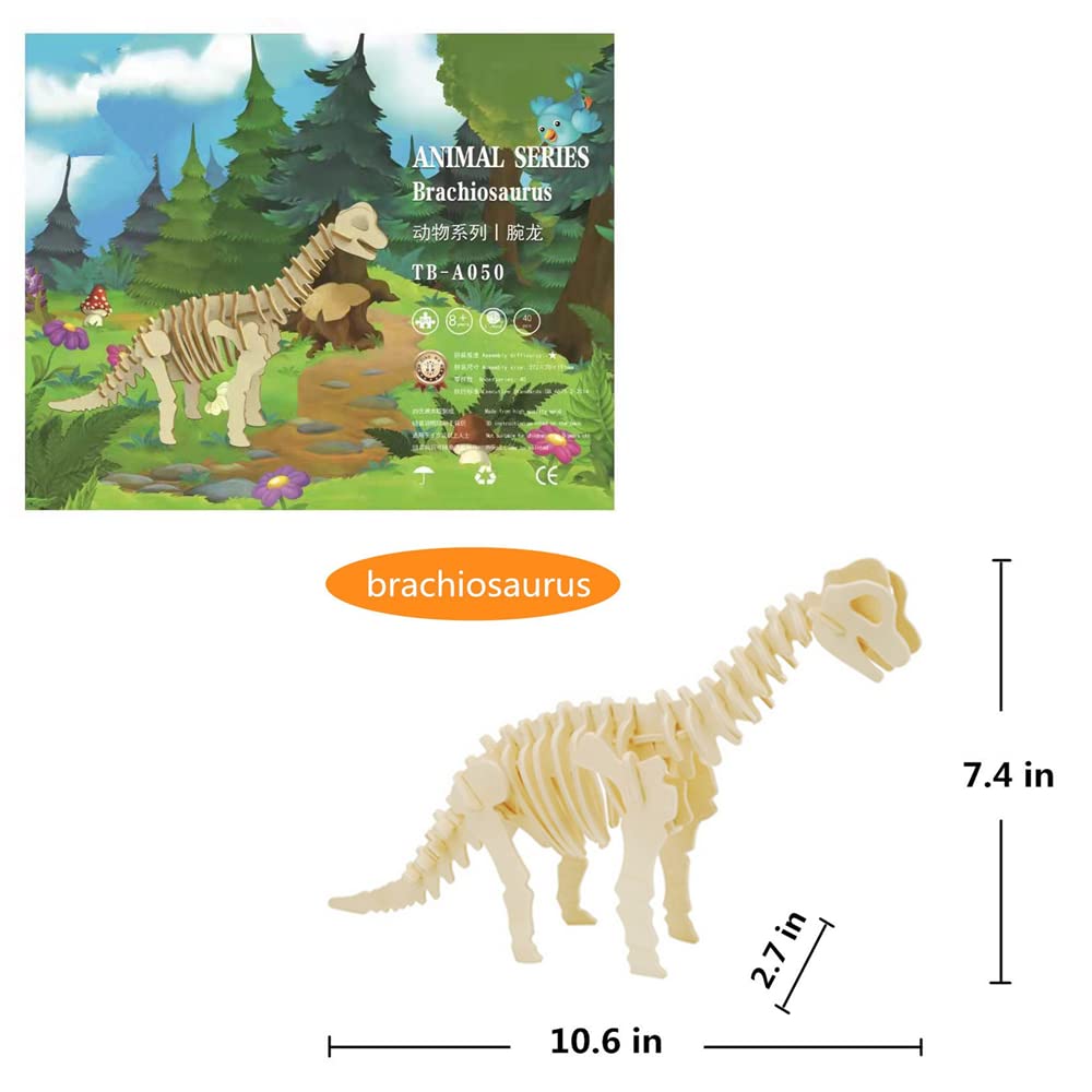 3D Wooden Crafts Puzzle - 3 Piece Set Wood Dinosaur Skeleton Model Puzzle - Diy Wooden Assembly 3D Puzzle Toys Gifts For Kids Boys Teen Adults