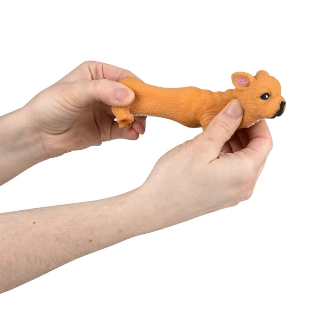 Zugar Land Squishy Stretchy Bulldog Toy - Brown TPR Fidget Sensory Stress Relief (2.5" to 6.5") for Kids, Adults & Pets