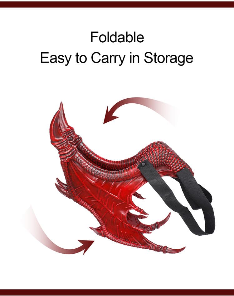 Kids Dinosaur Costume Dress Up Wings Dragon Tail Mask Set Halloween for Children Birthday Party Favors Gifts (red)