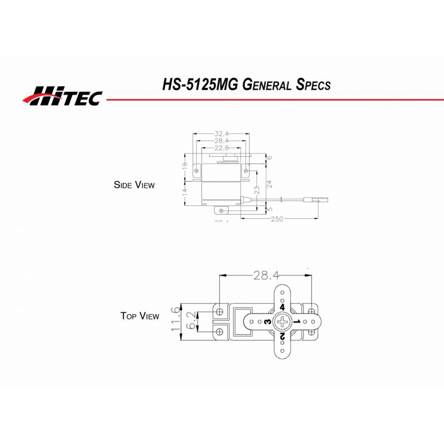 Hitec HS-5125MG Super Thin Wing Digital Servo - Metal, 7.5 Lbs (3.5), Model HRC35125S