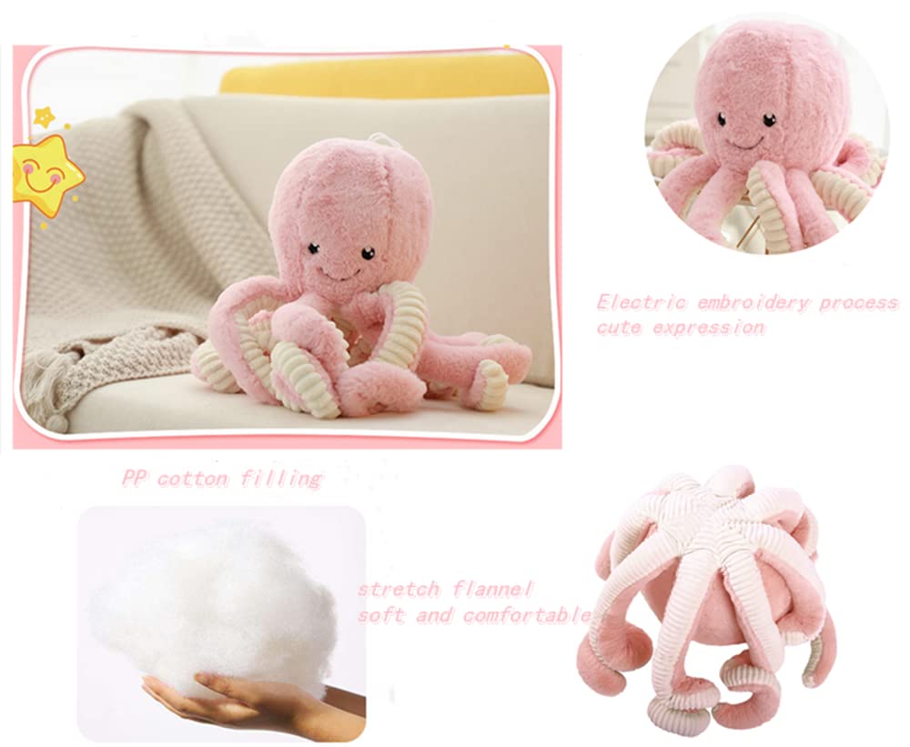 JOSON Cute Octopus Plush Toys  Soft Octopus Stuffed Animals  Girls and Boys mature-themed Birthday (16 Inch  Pink)