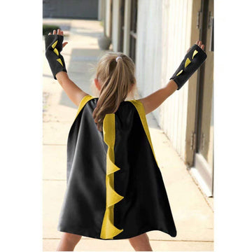 Qiaoniuniu Dinosaur Dragon Cape And Gauntlets Halloween Costume Boy Girl Toddler Dress Up Clothes 2-6 Years Old Color Black