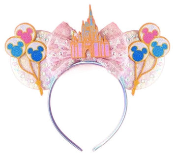 CLGIFT Princess Minnie Ears,Pick your color, Flower Minnie Ears, Floral minnie ears, Purple Sparkle Mouse Ears (Magic Castle)