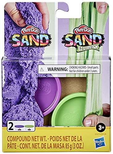 Hasbro Play-Doh Sand 2-Pack Assortment - 1 tub Purple Sand and 1 tub Green Sand Ez Stretch