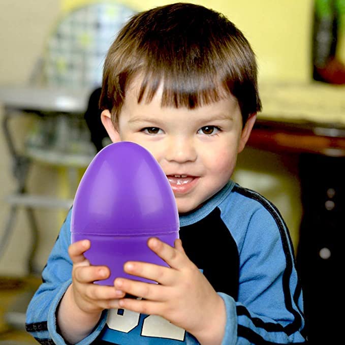 Newbea 12 Pcs Jumbo Easter Eggs, Fillable Plastic Easter Eggs Bright Color For Easter Hunt Party Supplies, Large Enough To Fill