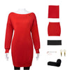 COLSA Anime Cosplay Costume Red Sweater Uniform Set, XL, Polyester, Yor with Earrings