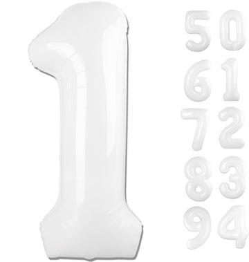 40 Inch White 1 Balloon For First Birthday, Translucent 1St Number Balloons Birthday Decorations For Girl Boy Kids Toddler Baby,