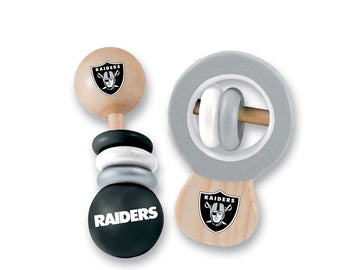 Babyfanatic Wood Rattle 2 Pack - Nfl Las Vegas Raiders - Officially Licensed Baby Toy Set