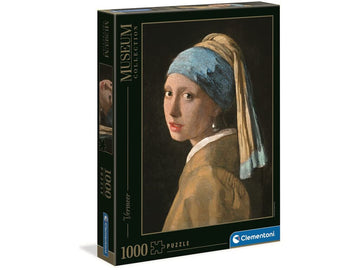 Clementoni 39614 Jigsaw Puzzle 1,000 Pieces Museums Collection-Vermeer-The Girl With The Pearl Earring, No Colour