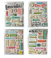 Set of Four Small Chipboard Stickers for Scrapbook (Multicolour)