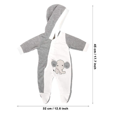 Miunana 13-15 Inch Baby Doll Clothes Elephant Jumpsuit Outfit 1Pcs For New One Year Old 15 Inch Small Baby Doll Clothes Grey And White Doll Pajamas Clothes