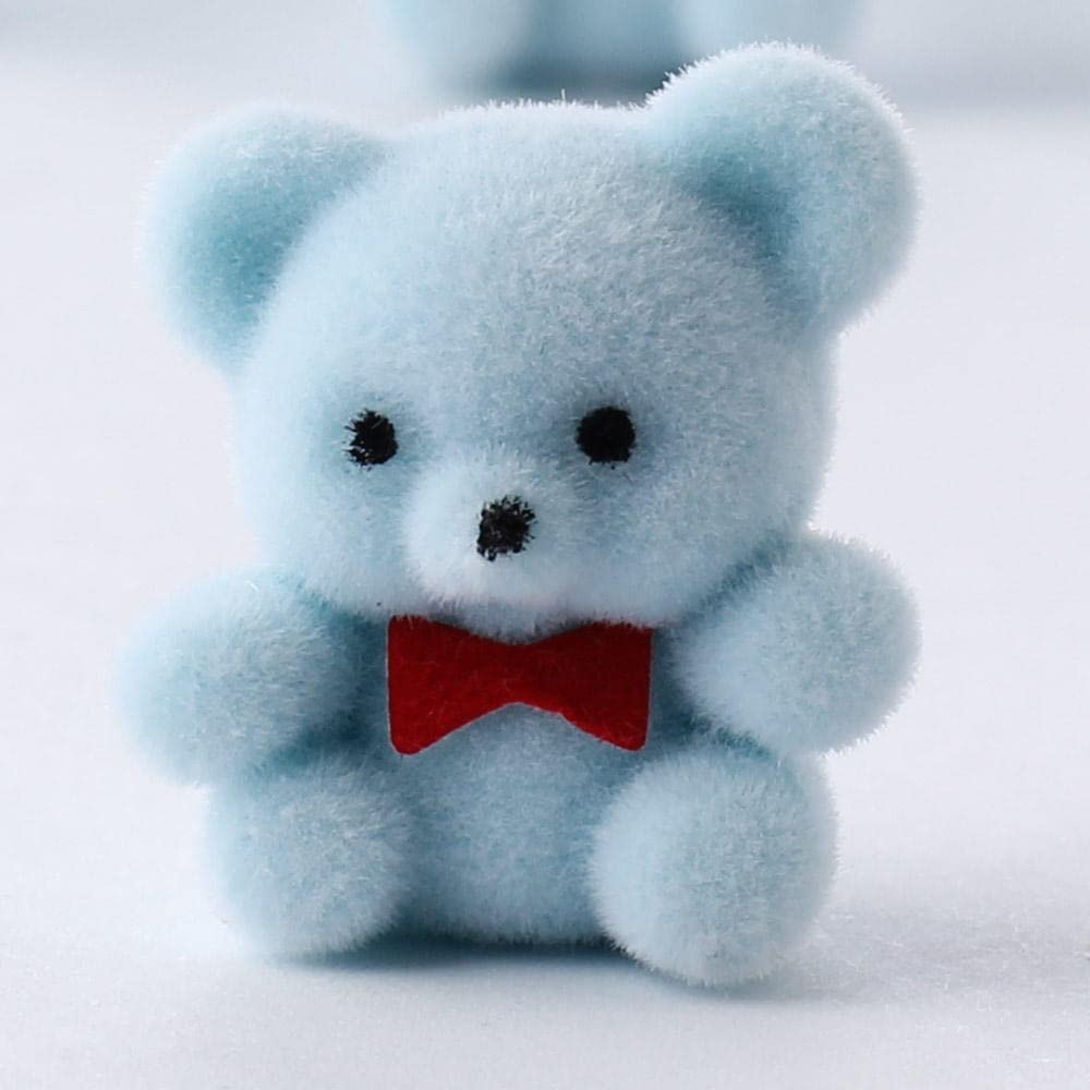 Factory Direct Craft Package Of 18 Flocked Miniature Light Blue Teddy Bears - Tiny Bear Shaped Figurines (Size: 1 Inch)