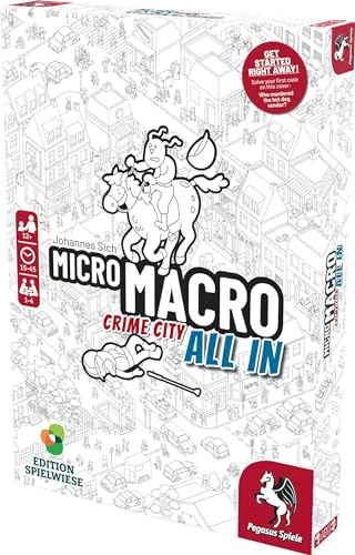 Pegasus Spiele MicroMacro: Crime City 3 Board Game - 1-4 Players, Cardboard, 75 x 110 cm, White, Ages 14+, English Version