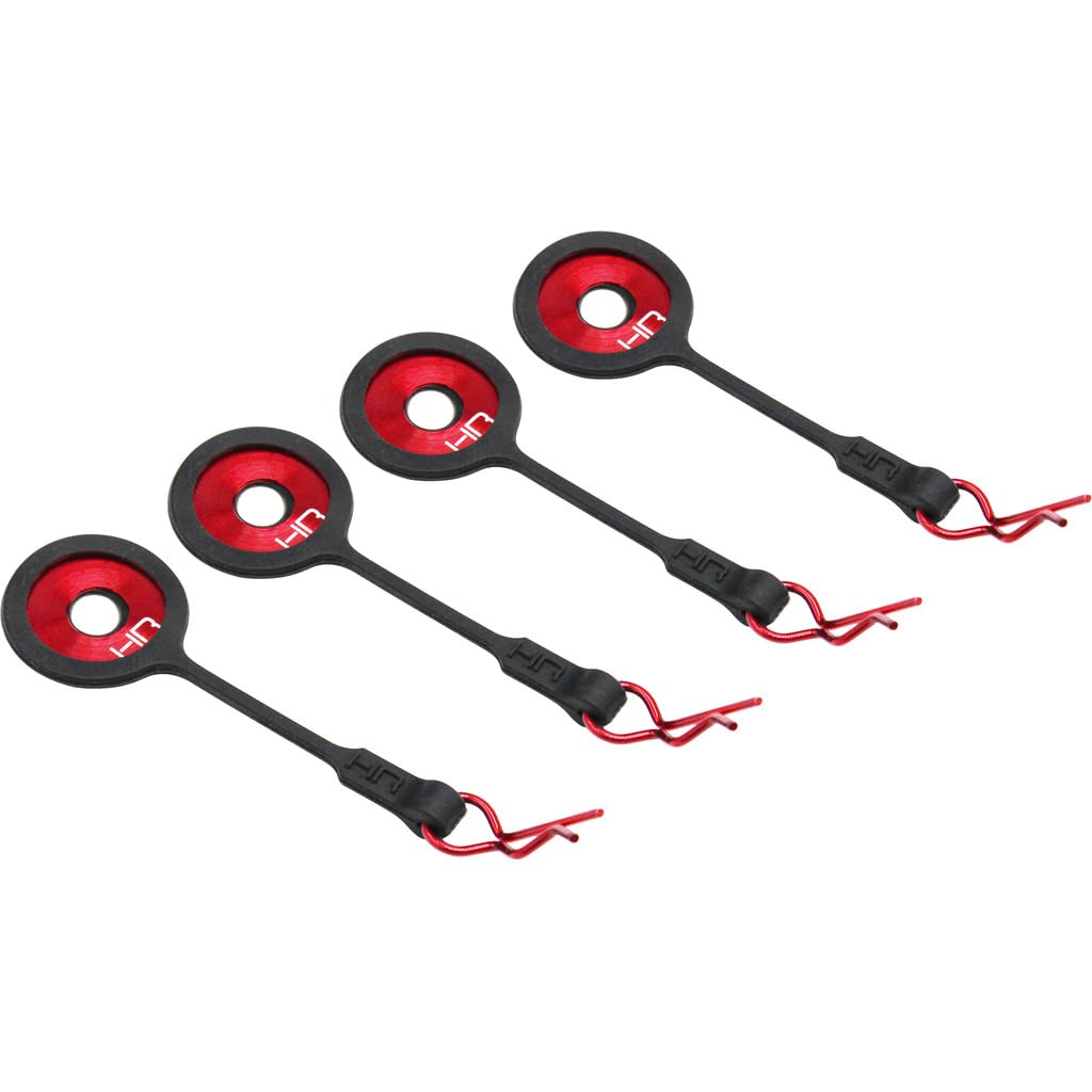 Hot Racing BWP133B02 Red bent Body Clips 23mm long 1.2mm wire (4)