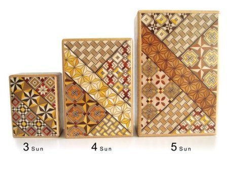 Japanese Puzzle Boxes Yosegi Puzzle Box - 5 Sun, 10 Steps, Wooden Craftsmanship