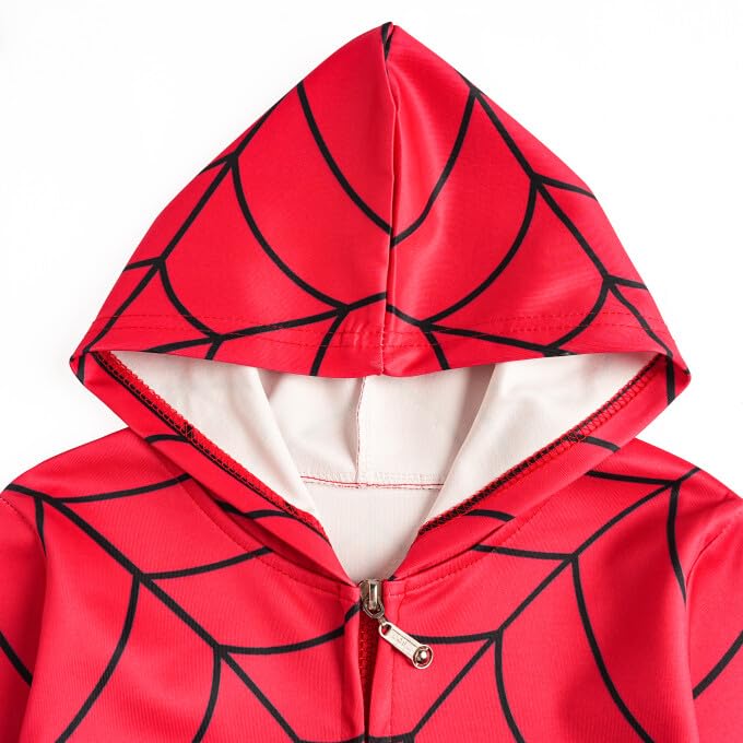 Lemonbaby Little Kids Unisex Boys Girls Superhero Cool Jacket Sweatshirt Hoodie Coat Costume (Spider, 5Y)