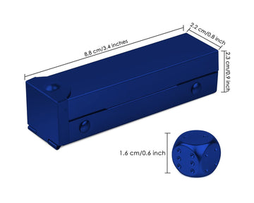 DS.DISTINCTIVE STYLE Aluminum Alloy Dice 5 Pieces 16mm Portable Metal Dices with Case 6 Sided Dice forParty Game (Blue Rectangle