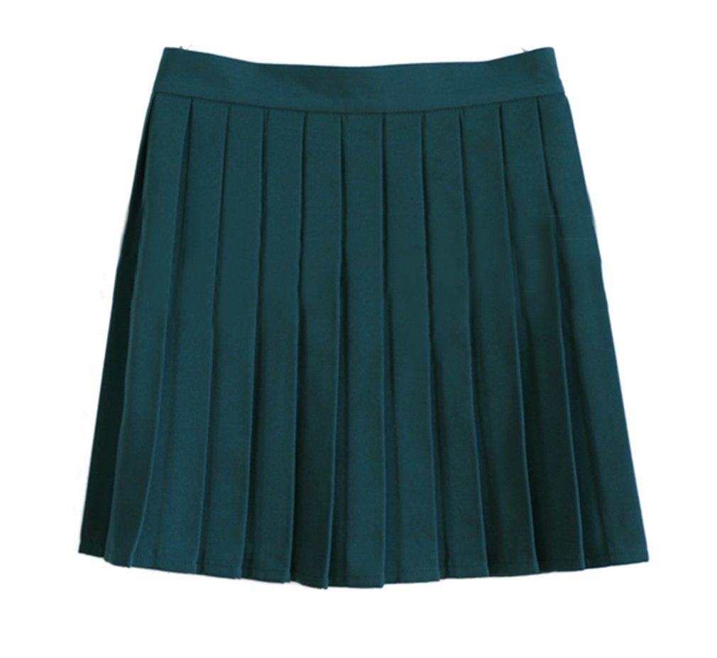 Beautifulfashionlife Women`S School Uniform High Waist Pleated Forest Green Skirts (M,Dark Green)